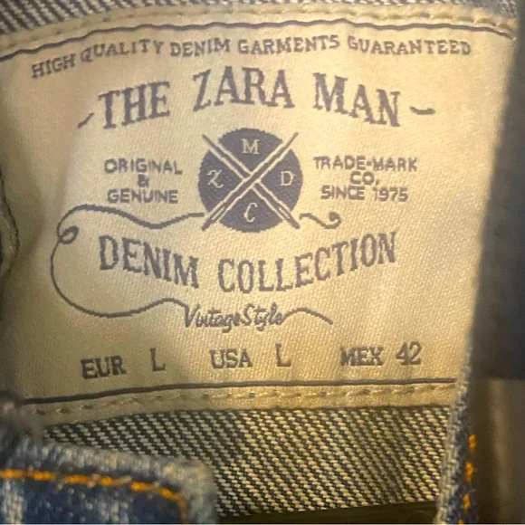 Zara Brand Men’s sleeveless denim hoodie Sz L - Picture 3 of 3